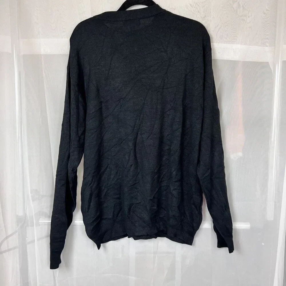 Vintage Pronto-Uomo Sweater Mens XL Pullover Silk Cotton Knit Crewneck Black